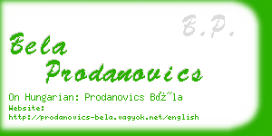 bela prodanovics business card